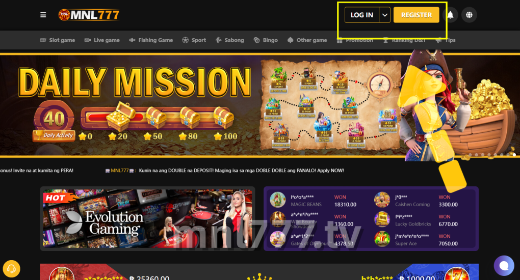 Step 1: Enter the official MNL777 Casino website