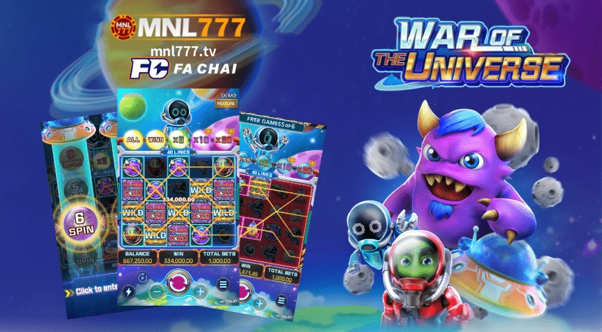 War Of The Universe is a MNL777 Casino Slot Game produced by Fa Chai. MNL777 Casino offers War Of The Universe for free play in demo mode.